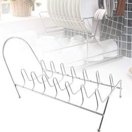 Dish Drying Rack 1 Pcs Pot Lid Holder Kitchen Pan Teetotal Stand Dish Rack Stainless Steel Bowl Storage Plates Sink Countertop Shelf Exhausting 7 Slot