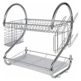 2 Layer Dish Drying Rack Cup Plate Drainer Strainer Stainless Steel Kitchen Rack S-Shape