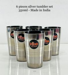 6 Pcs Silver Tumbler set 350ml (Made in India)