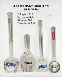 4 Pieces Heavy Indian Silver Spoons Set