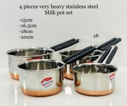 4 pcs Stainless steel Indian Milk Pan set -No 01 very quality