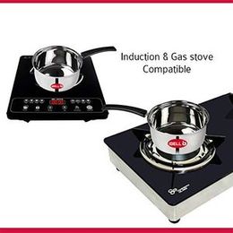 Stainless Steel 1 Pcs Set of Milk Pan 1 litres Induction and Gas Stove Friendly 1 Liter Milk Pan with Non-Stick Coating and Heat-Resistant Handle for