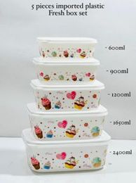 Plastic food Containers 5 pcs/ Tiffin box / Kitchen Storage (Multi Colour)