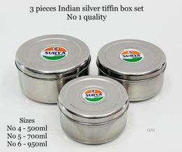 3 pcs Indian silver tiffin box set