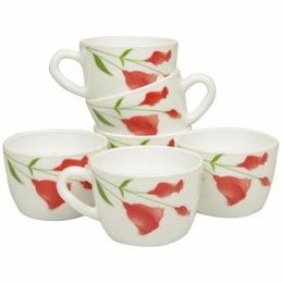 Larah Opalglass Borosil Tea Cup Set (6 pcs, Small)