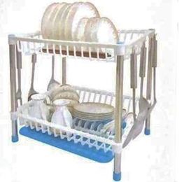Double Deck Kitchen Draining Rack Shelf Plates Holder