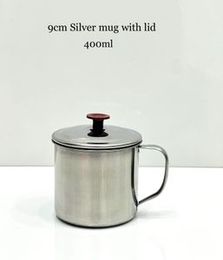 Silver 9cm Silver Mug With Lid Capacity 400ml High Quality