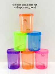 6 Pcs Container set with spoon 500ml Multi colour