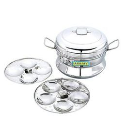 Stainless Steel Idly Maker Idli Panai with 2 Idly Plates (9 Idlies) - Small