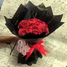 7 Roses Scented Flower Bouquet Floral Handcrafted Artificial Rose Gift Multi-Colored Gift-Wrapped Roses