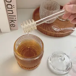 Glass honey jar 240ml valente spoon safety storage gift bottle