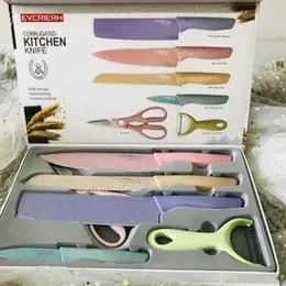 kitchen 6 pcs knife set flower design