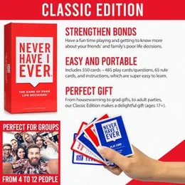 Never Have I Ever Classic Edition Card Games - Fun and Entertaining Adult Party Games for Interactive Game Night, Party Hosts, Bachelorettes, College,
