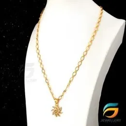 Gold Plated Guaranteed 18/24 inch Plain Link Chain 05MM with Star Sun Theme pendant Necklace for ladies