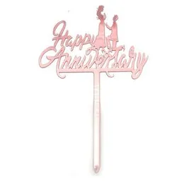 Party Cake Decoration Cake Topper Plastic Rose Gold Happy