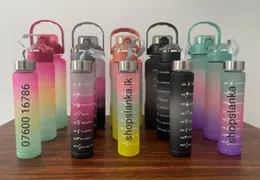 3 in 1 water bottle random colour set portable 3200 ml gradient new 3 pcs water bottle gym fitness jugs straw water bottle