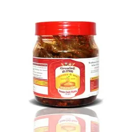 Growing Villagers Green Chilli Pickle ( In Oil ) Homemade Rajasthani Hari Mirchi Ka Bharwa Achar | Jar Of 400 Grams FROM INDIA (SAM)