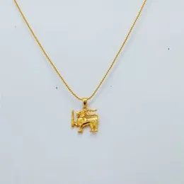 22kt Plated 1mm Box Chain Lion Casting Pendant for Women.