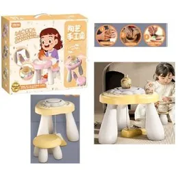 Kids DIY Painted 3D Educational Making Handmade Mini Pottery Ceramic Machine Table Toy (0451)