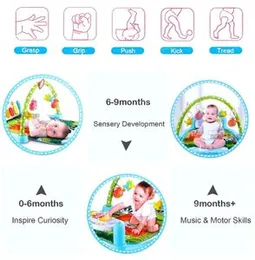 Baby Play Mat Gym & Fitness Rack with Hanging Rattles Lights & Musical Keyboard Mat Piano Multi-Function ABS High Grade Plastic(up to 2 Year) - Multic