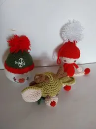 Handmade amigurumi Christmas ornaments.