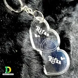 Customized Name Double Heart Shape Key Tags, King Wishes Key Tags, Personalized Acrylic Key Tags, Key Chain, Key Ring Love Gift