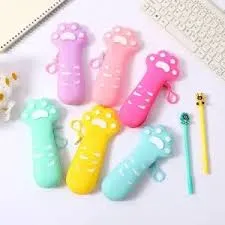 Cute Cat Paw Pen Bag Pencil Case Soft Silicone Storage Bag Pouch Stationery Kids Gift School Travel