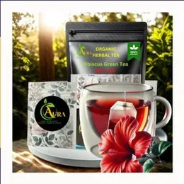 Aura Hibiscus Green Tea – Red Tea Blend (20 Tea Bags)