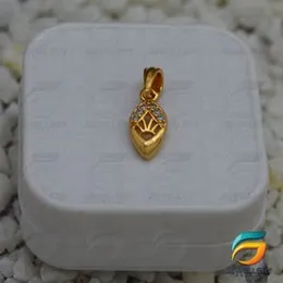 Gold Yellow Gold Ichthys Christian Vertical Fish Charm White Stones Pendant For Women