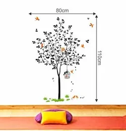 Decal O Decal Black Tree with Birds Cage and Nest Self Adhesive Wall Sticker (Pack of 2) (FROM INDIA FAAZ)