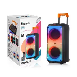 NDR-1095 Dual 8″ Bluetooth Karaoke Party Speaker with Rechargeable Battery & Wireless Mic