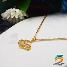Gold Plated Guaranteed 18/24 inch Albert Chain with Double Heart pendant Necklace for ladies.
