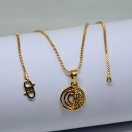 Gold Plated  New Trend Stylish Chain Beautiful Round Design With Small  Stone Pendant