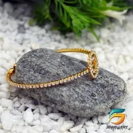 Gold bangle  Size Modern Open Bangle Type Bracelet White ad Stone Party Wear Gold Wear Plated Bracelet Designs Designer With White Stone For Women.