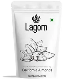 Lagom California Almonds 500g | All Natural | No Preservatives | No Additives | Gluten Free | Vegan | Plant Based | Non GMO | Nuts Dry Fruits | Badam