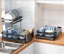 Double Deck Dish Rack With 4 Grid Cups