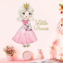 Pumkins Adorable Little Princess Holding Flowers Wall Stickers Wall Art Decal Nursery Bedroom Decorations Wall Decor Stickers Modern Wallpaper for Kid