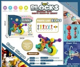 DIY Blocks Motorcycle - 21 Pcs Assembly Building Blocks Set for Toddlers Kids (3+ Ages)