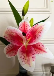Blooming Floret Attractive Artificial Lily Stick for Home Decor/Office Decor/Party Decor/Gifting | 1 Flower Head in White with Dark Pink Color | 14 in