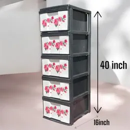 FlexSite 5-Drawer Organizer Clear Space 5-Drawer Cabinet Maxi Store Plastic Drawer Unit SmartSoft 5-Drawer Storage