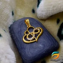 Gold Plated Heart Diamond Pendant Fashion and Stylish Design Valentine's Day Gift For Ladies