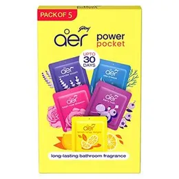 Godrej aer Power Pocket Bathroom Freshener – Assorted Pack of 5 (50g) |Gel Lasts up to 30 days | Germ ProtectionGodrej aer Power Pocket Bathroom Fresh