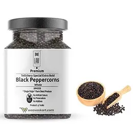 looms & weaves - Premium Single origin Tellichery Special Extra Bold Black Peppercorns Whole - 100 gm (in GLASS JAR)