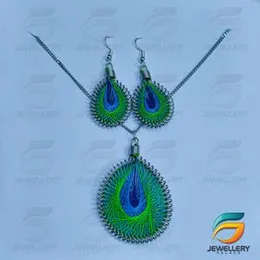Silver Plated Jewellery Set Silver Chain With Peacock Design Pendant  With Earrings New Design pendant Necklace for ladies.