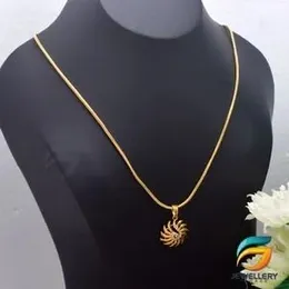 Gold Plated Snake Rope Chain Guaranteed 18/24 inch Chain with Sun Theme Pendant Necklace for Ladies & Girl.