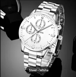 Premium Stainless Steel Strap Luxury Men Watch Quartz Analog Business Chain Casual Wrist Watches For Boys & Gents Black Blue White