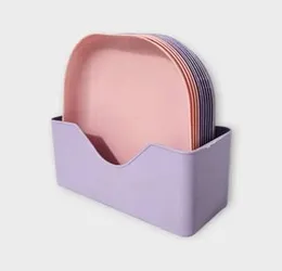 Plastic Dinner Plate Set (Set of 10 Pcs) Colorful Snacks/Breakfast Plate with Stand