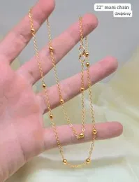 Gold-plated ball chain necklace.  22" mani chain