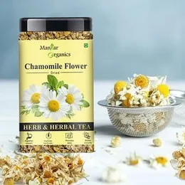 ManHar Organics - Dried Chamomile Flower 45gm Jar Whole Flower Buds of Chamomile |Sleep Relief & Stress Relief |Herbal Tea-Caffeine Free
