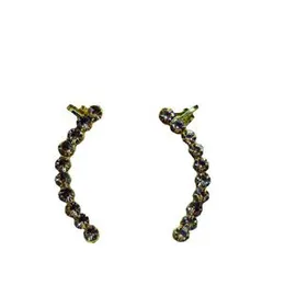 Gold Plated Solid Gold Round Stone Bezel Crawler Climber Earrings With Push Backs Earrings for Women.